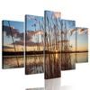 5-dílný obraz západ slunce za jezerem