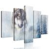 5-dílný obraz portrét vlka v uměleckém provedení