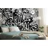 Tapeta stylové graffiti v šedém provedení
