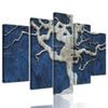 5-dílný obraz zajímavý abstraktní strom na modrém dřevě