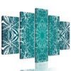 5-dílný obraz Mandala v modro-zeleném provedení