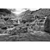 Samolepící tapeta černobílé vodopády uprostřed hor