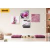 Set obrazů orchidej na pravidelných kamenech
