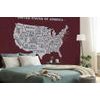 Samolepící tapeta moderní mapa USA s bordó pozadím