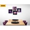 Set obrazů symboly Feng Shui ve fialových barvách