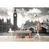 Samolepící fototapeta londýnská Elizabeth Tower v černobílém provedení