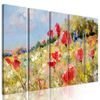 5-dílný obraz divoké máky na louce