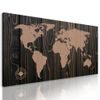 Obraz mapa světa na dřevě v luxusním provedení