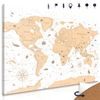 Obraz na korku mapa světa s historickým nádechem v béžovém provedení