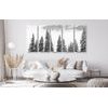 5dílný obraz černobílé borové stromy pokryté sněhem