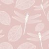 Samolepící tapeta létající vážky nad hladinou v růžovém provedení