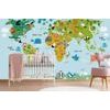 Samolepící tapeta dětská mapa s kreslenými zvířátky