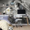 Samolepící fototapeta černobílá hlava lva