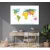 Obraz na korku poutavá mapa světa v okouzlujícím barveném provedení