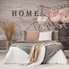 Samolepící tapeta vintage kolo s květinami a nápisem Home