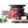 Samolepící tapeta červená orchidej se zen kameny