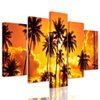 5-dílný obraz západ slunce v tropickém ráji