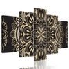 5-dílný obraz nevšední Mandala na černém pozadí