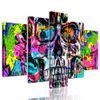 5-dílný obraz pop art lebka