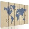 5-dílný obraz vintage mapa světa