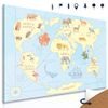 Obraz na korku kreslená mapa světa se zvířaty