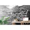 Samolepící tapeta černobílé vodopády uprostřed hor
