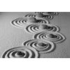 Fototapeta černobílé písečné kruhy se zen kameny