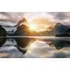 Obraz východ slunce nad jezerem na Novém Zélandu