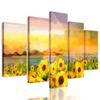 5-dílný obraz pole plné malovaných slunečnic
