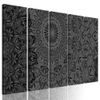 5-dílný obraz moderní Mandala v černobílém provedení