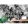 Tapeta stylové graffiti v šedém provedení