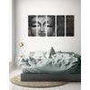 5-dílný obraz meditující Buddha v černobílém provedení