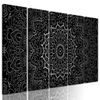 5-dílný obraz elegantní Mandala v černobílém provedení
