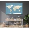 Obraz na korku mapa světa ve stylovém provedení