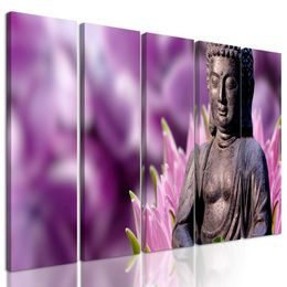 5-dílný obraz Buddha meditující v květinové zahradě