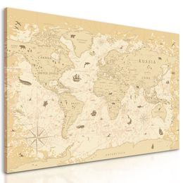 Obraz mapa světa s historickým nádechem
