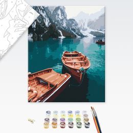Malování podle čísel jezero v Alpách