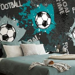 Samolepící tapeta fotbalový míč na tyrkysovém pozadí
