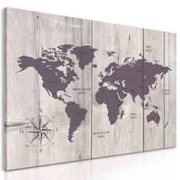 Obraz hnědá mapa na dřevěném podkladu