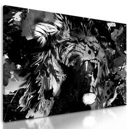 Obraz abstrakce lva v černobílém provedení