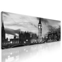 Obraz nasvícený Big Ben v černobílém provedení