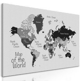 Obraz neobyčejná mapa světa v černobílém provedení