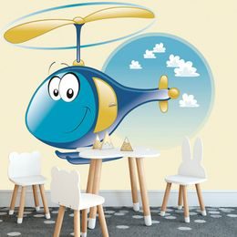 Samolepící tapeta veselá helikoptéra na obloze