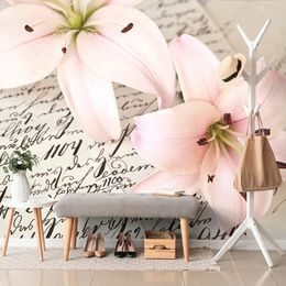 Samolepící fototapeta květiny lilie na starém listu