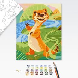 Malování podle čísel pro děti lasice na procházce