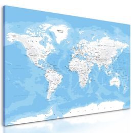 Obraz bílo-modrá mapa světa