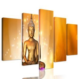 5-dílný obraz Buddha ve zlatém provedení