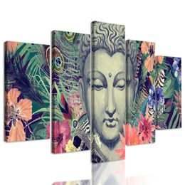 5-dílný obraz Buddha v tropické džungli