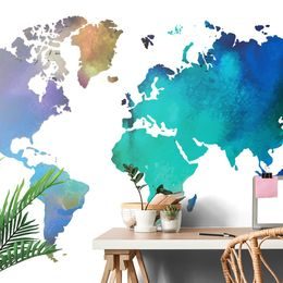 Samolepící tapeta akvarelová mapa světa
