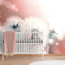 Okouzlující samolepící tapeta sklenici s pampeliškami